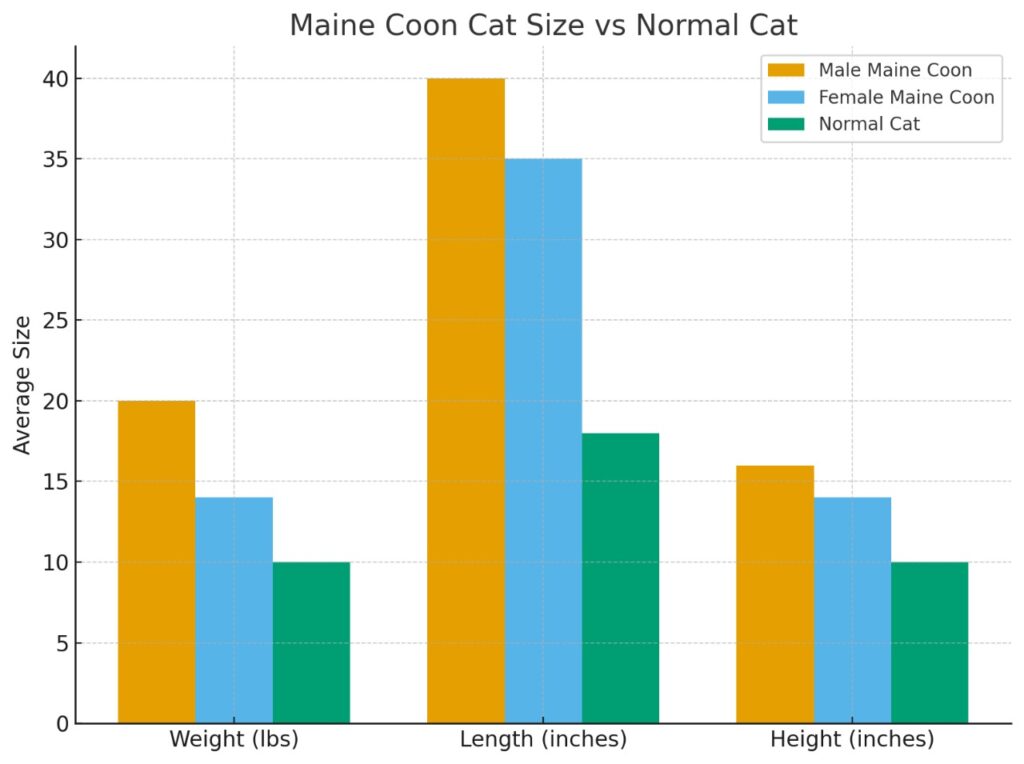 Maine Coon Cat size vs Normal Cat